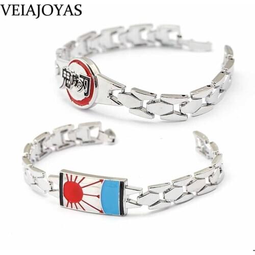 2019 Anime Demon Slayer Kimetsu No Yaiba Figure Kamado Tanjirou Kamado Alloy Bracelet Bangle Wristband Action Figures Toys Xmas
