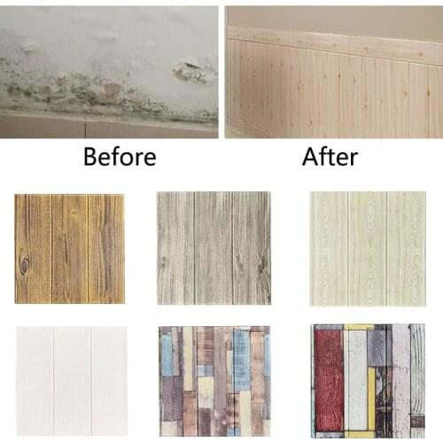 3D Self-Adhesive 35X35cm Wood Sticker DIY Waterproof Foam Wallpaper For Kids Room Kitchen Roof Ceiling Background Wall Decals