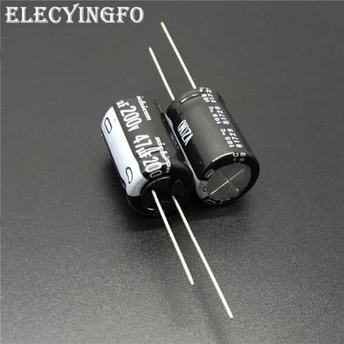 5pcs/50pcs 47uF 200V47uF NICHICON VZ Series 12.5x20mm Wide Temperature Range Aluminum Electrolytic Capacitor Long Feet