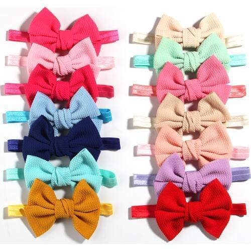 50PCS 11cm 4.3" New Seersucker Waffle Hair Bows With Headbands For Women Girls Kids Headwear Headband Hair Accessories