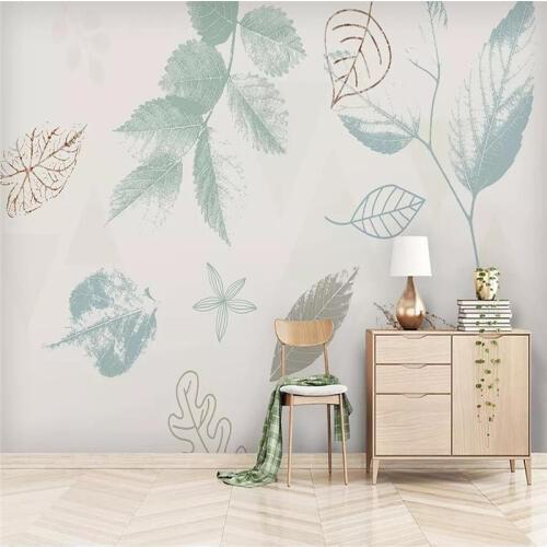 Seamless wallpaper Hand painted leaf mural custom background wall
