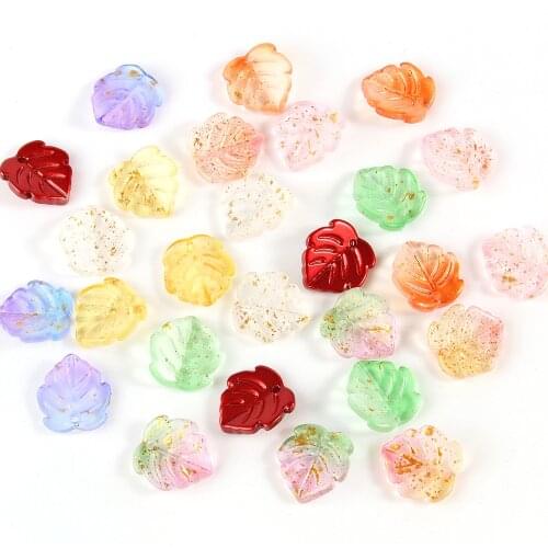 20PC Gradient Color Flower Leaves Beads Czech Glass Loose Spacer Beads for Jewelry Making Hairpin Handmade Diy Accessories