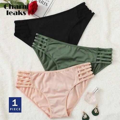 Charmleaks Women Panties Solid Nylon Briefs Sexy Transparent Hollow-out 1 PCS