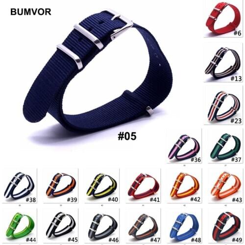 Colorful Woven Nylon Strap 16/18/20/22/24mm Nylon Watchband Nato Fiber Sport Wristband Substitute DW Silver Buckle Belt