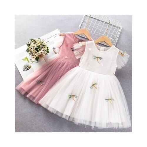 Childrens Clothing Girls Dress 2021 Summer New Little Girl Mesh Parchwork Dresses Korean Baby Girl Birthday Princess Dress 2-7Y