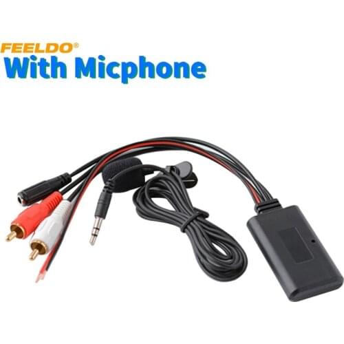 FEELDO 5X Universal Auto Wireless Bluetooth Connection AUX Adapter for Stereo with 2 RCA AUX IN Music Audio Input Wireless Cable