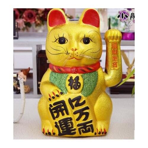 Happy wedding wedding gift doll size swing hand pendulum home Lucky Cat ornaments cashier Japan large ceramic cat ornaments