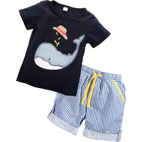 Summer 2pcs Clothes Set Toddler Kids Boy Clothes Short Sleeve Print Tops T-shirt Shorts Casual Kid Boy Clothes Outfits Set