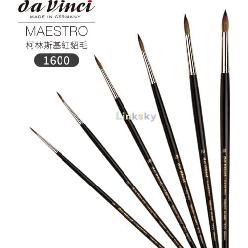 Da Vinci Oil & Acrylic Series 1600 Maestro Oil Paint Brush, Round Kolinsky Red Sable, Excellent for Detail, Miniature Painting
