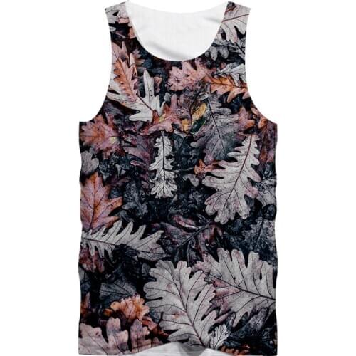 IFPD EU/US Size 3d Print Tank Top Retro Dead Leaves Streetwear Weed Plant Men Casual Fitness Fashion Harajuku Plus Size Vest
