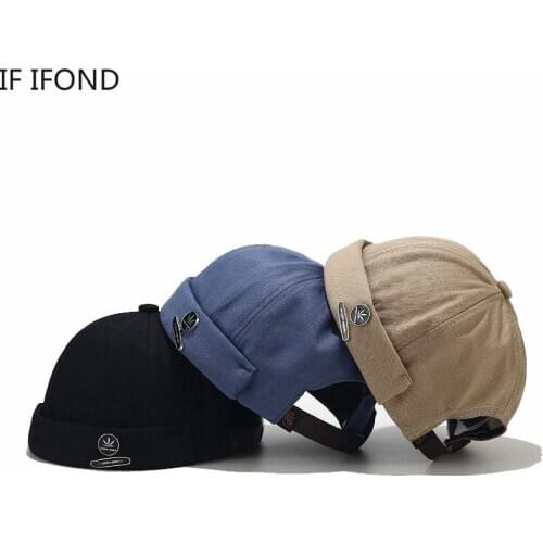 Men Adjustable Docker Sailor Biker Cap Summer Cotton Casual Brimless Skull Loop Beanie Hat