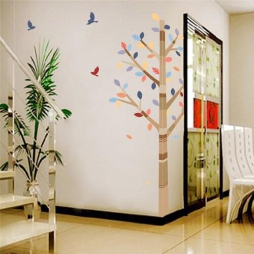 Forest Colorful Tree Birds Pvc wall stickers home Living Room Bedroom decor TV Background Sofa wall decals child wall Decals