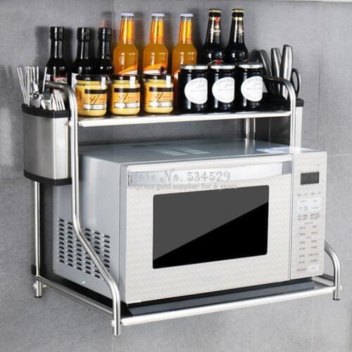 29%Stainless steel microwave oven racks Wall-mounted oven racks household double Storage bracket kitchen supplies