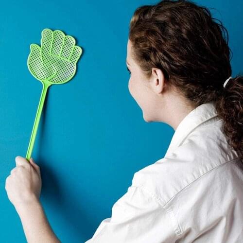 NHBR 12 Pcs Fly Swatters Plastic Flyswatter Pack Long Handle Manual Swat Mosquito Wasp Swatters Random Colors