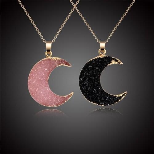 2020 New Fashion Moon Vintage Irregular Natural Stone Pendant Necklaces Necklace Multi Spar Quartz Crystals Jewelry