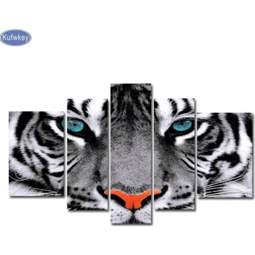 New,5d,diy,Diamond Painting 5pcs Tiger Cross-Stitch,Full,drill,Diamond Embroidery,Diamond,Mosaic,pattern,beaded embroidery,gift