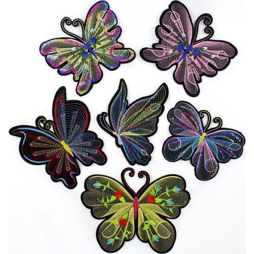 New embroidery patch put clothes T-shirt DIY craft design decorative supplies applique medium sequins butterflies patch