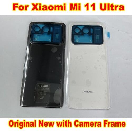 Original New For Xiaomi Mi 11 Ultra Ceramic Lid Back Battery Cover Housing Door Rear Case with Camera Frame Flash +Adhesive