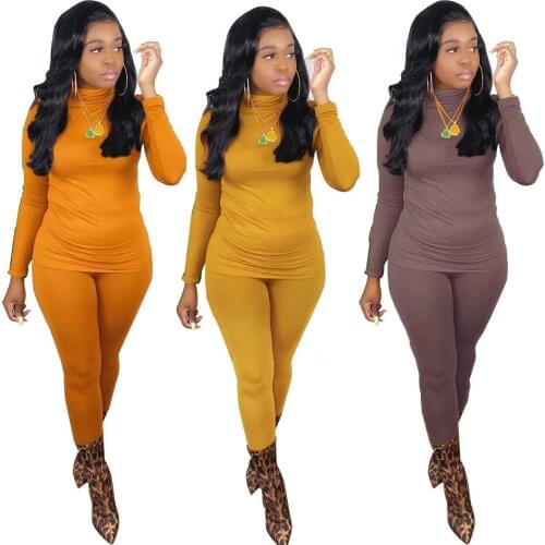 Fall/Winter 2021 Womens New Solid Color Long Sleeve Base Set, Multi-Color 922