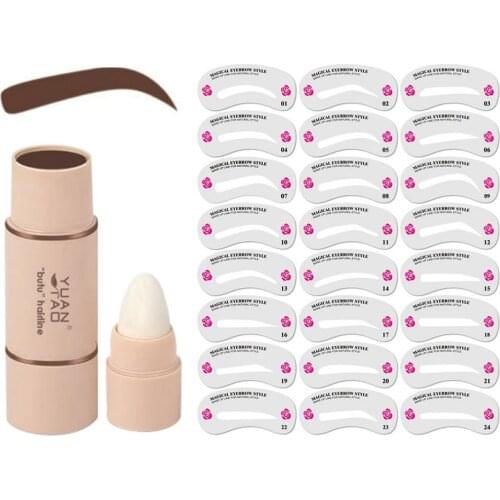 Eyebrow Stamp Kit 24 Kinds ​Eyebrow Stamp Stencil Shaping Makeup Kit Waterproof Brow Powder Eye Eyebrow Definer Makeup Tools
