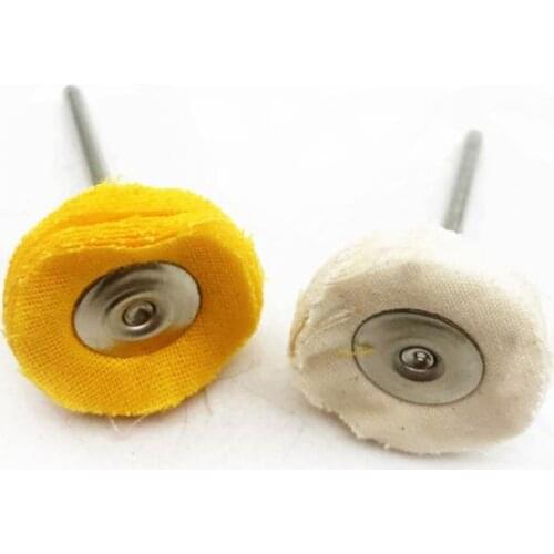 40pcs Dental Lab Brush Polishing Wheel yellow & white cloth Polishers for Rotary Tools HP shank 3mm