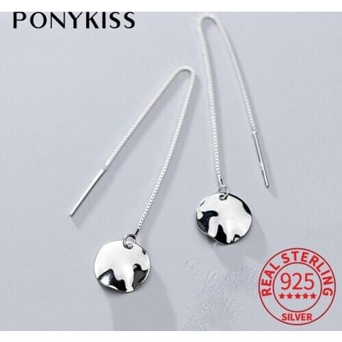 PONYKISS Romantic S925 Sterling Silver Round irregular Drop Earrings For Women Party Delicate Elegant Accessory Girl Gift