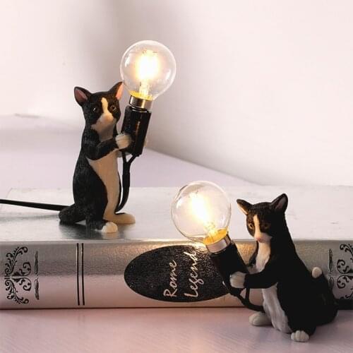 Modern Black Table Lamp Animal E27 Kitty Cat Reading Study Bedside Cute Lovely Living Bedroom College Dorm Decor Desk Lights