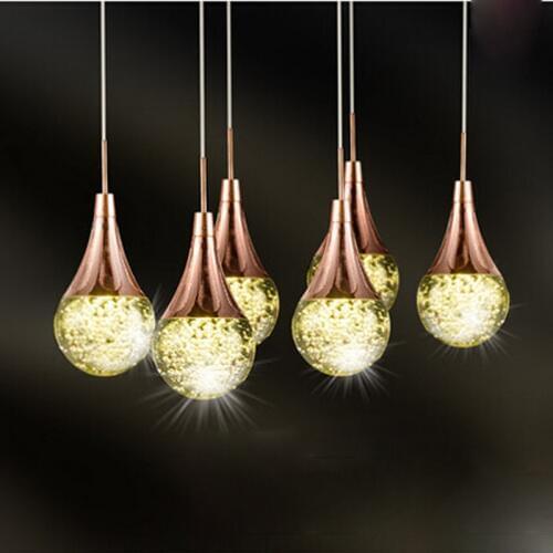 Modern Bubble Crystal LED Pendant Lamp 6 Heads Simple Creative Restaurant Lighting Fixture for Bar Coffee Shop Indoor Lamp