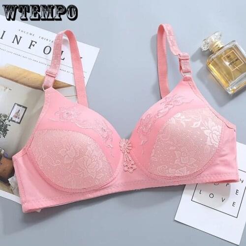 Bras for Women Plus Size Underwear Floral Embroidery Thin Sexy Gathered Push Up Bra Wireless Soft Large Breast Bralette Lingerie