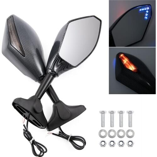 Carbon Fiber LED Turn Signal Indicators Motorcycle Rearview Side Mirrors For Honda CBR 250 600 900 1000 RR For Suzuki GSXR1000