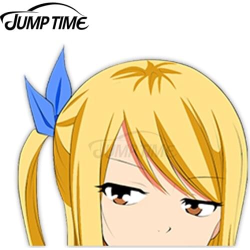 Jump Time Fairy Tail Lucy Heartfilia 36 8.6 Big Head Anime Peeker Vinyl Decal Waifu Kawaii Girl Car Stickers