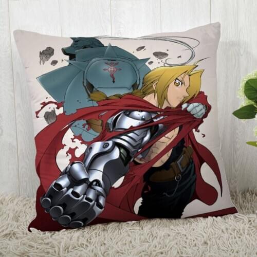 High Quality Custom Anime Fullmetal Alchemist Square Pillowcase Zippered Bedroom Home Pillow Cover Case 20X20cm 35X35cm 40x40cm
