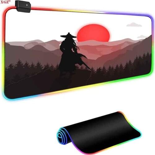 Xgz Red Sun Mouse Pad RGB LED Big Mouse Pad Cool Waterproof Smooth Colorful Desk Pad Thickness 3mm/4mm for Players Desk Pad