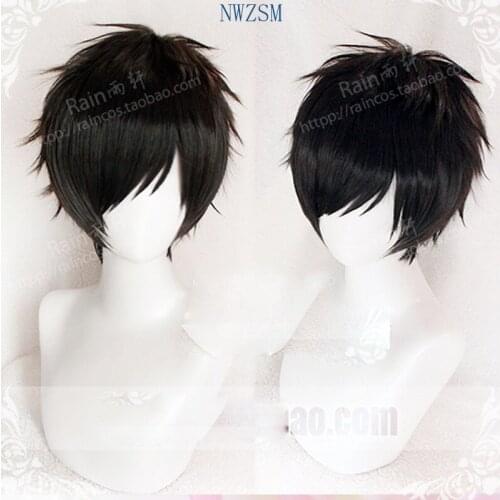 YURI!!! on ICE Katsuki Yuri Black Wig Cosplay Pale hair Slicked-back Cosplay Hair Cap Costume+hairnet