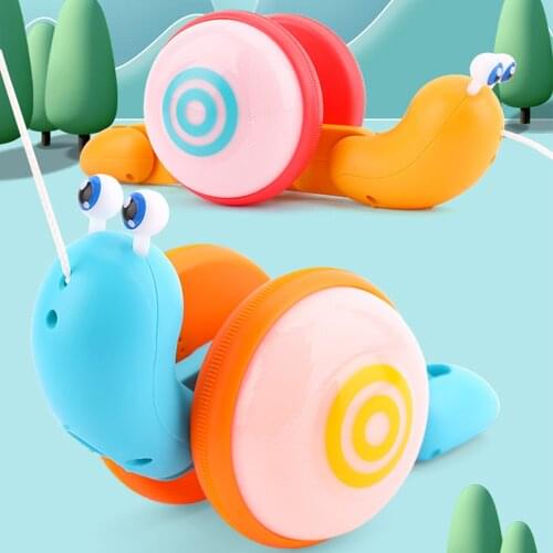 Funny Kid Toys Pull String Snail Lighting And Music Children Doll 3 Colors Help Baby To Crawl Hot Sale Cartoon For Birthday Gift