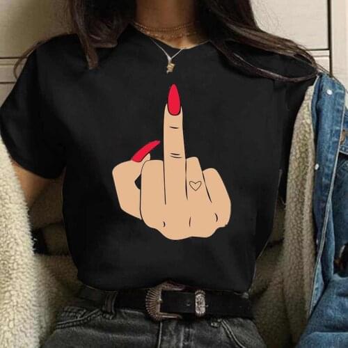 Women T Shirts Fashion Womens Plus Size Graphic Finger Nail Cute Printed Top Tshirt Female Tee Shirt Ladies Clothes T-shirts
