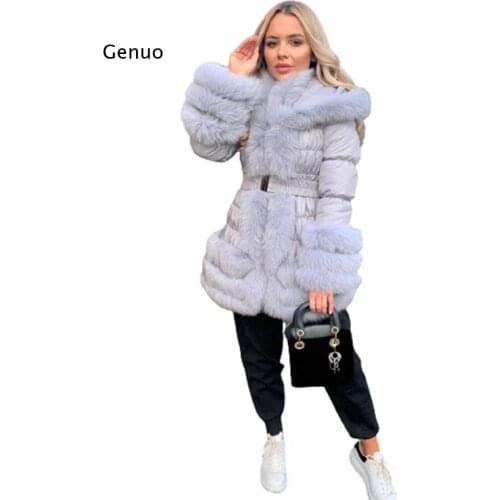 New 2021 Winter Warm Down Jacket Women Furry Real Fur Collar White Duck Down Jacket Winter Down Coat With Hooded