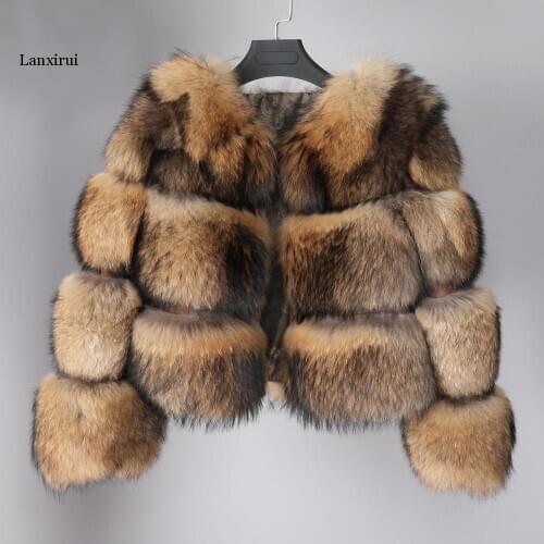 Winter new style Jacket womens thick fur coat FAKE raccoon fur jacket Environmental raccoon fur coat round neck Warm