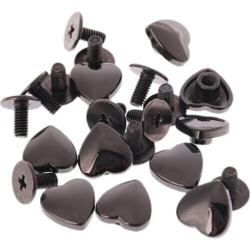 10Pcs Heart Shape Accessories Handbag Shoulder Bags Bottom Studs Rivets Screw