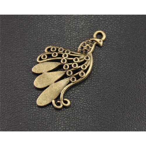 20pcs Bronze Peacock Charms Pendants For Jewelry Making DIY Handmade Craft 34x22mm A1979