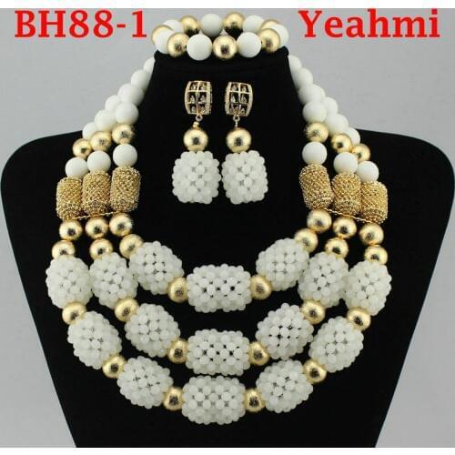 2018 Nigerian Wedding African Beads Jewelry Sets Luxury Dubai Gold Accessory Statement Jewelry Set Christmas Gift Jewelry BH88-2