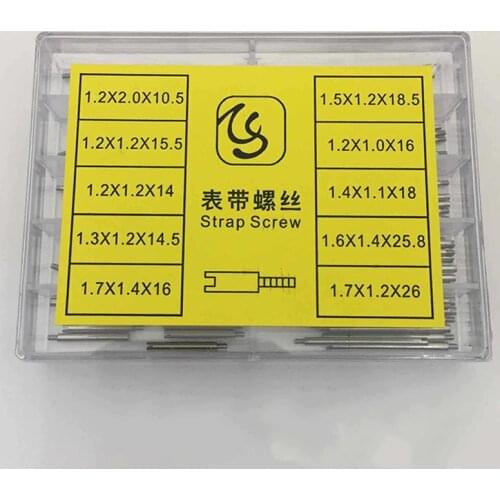 50pcs/100pcs Metal Watch Band Strap Screw Set Watch Repair Tool Accessories with Storage Box Quality Watch Tool For Watchmaker