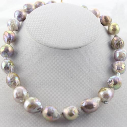 Free Shipping 16-18mm Genuine Natural Freshwater Baroque Edison Round Large Pearl Bead Gold Filled Clasp Jewelry Necklace 18inch