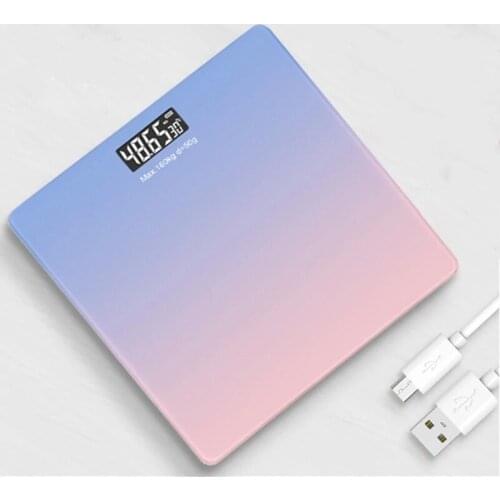 Digital Scale Body Weight Gradients Color Bathroom Scale Floor Scales Glass LED Digital Bathroom Weighing Scales USB Charging