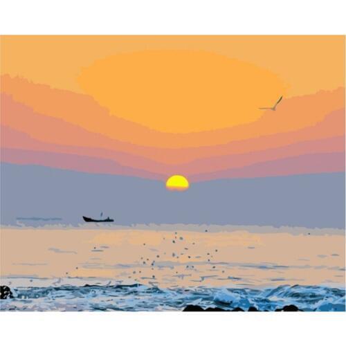 DIY Digital Painting By Numbers Package Sea day Coloring Wall Art Picture Gift frameless