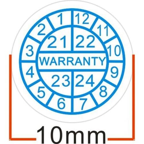 500pcs/lot Diameter 10 mm Warranty sealing label sticker void if damaged, Universal with years and months, Free shipping