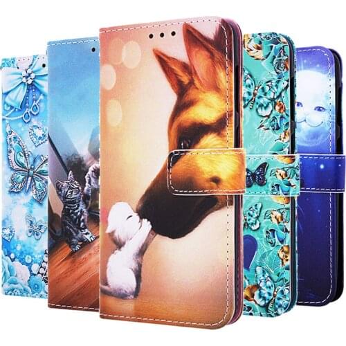 Lovley Cat Dog Leather Flip Cover For iPhone 12 Mini 11 Pro Max X Xs Xr 6 6S 7 8 Plus Wallet Case Butterfly Card Stand Holder