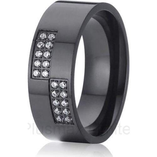 Best China factory exotic black cz stone engagement wedding band rings for men and women