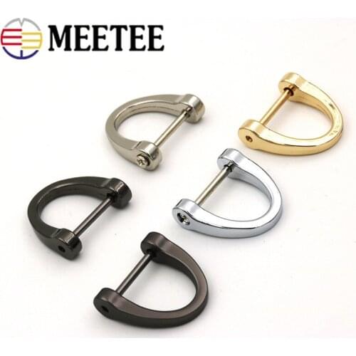 Meetee 10pcs 16/19mm Metal D Ring Buckle Keychain Hang Ring Hook DIY Bag Strap Screw Removable Clasp Decoration Accessories
