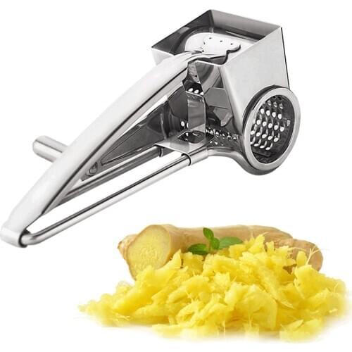 Multi-functional Rotary Cheese Grater Shredder Butter Cutter Cheese Shredder Slicer Garlic Grinder Kitchen Tool Stainless Steel